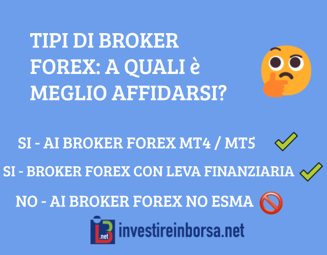 Tipi di broker forex: ecco alcune caratteristiche da scegliere o non scegliere