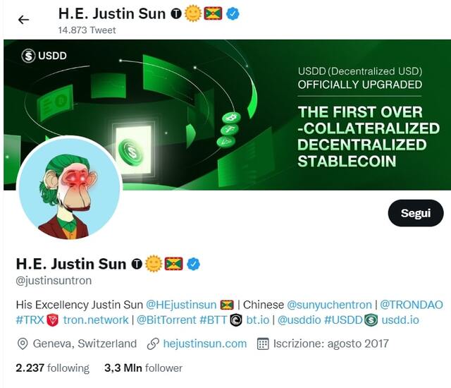 H.E. Justin Sun - Imprenditore nel mondo blockchain